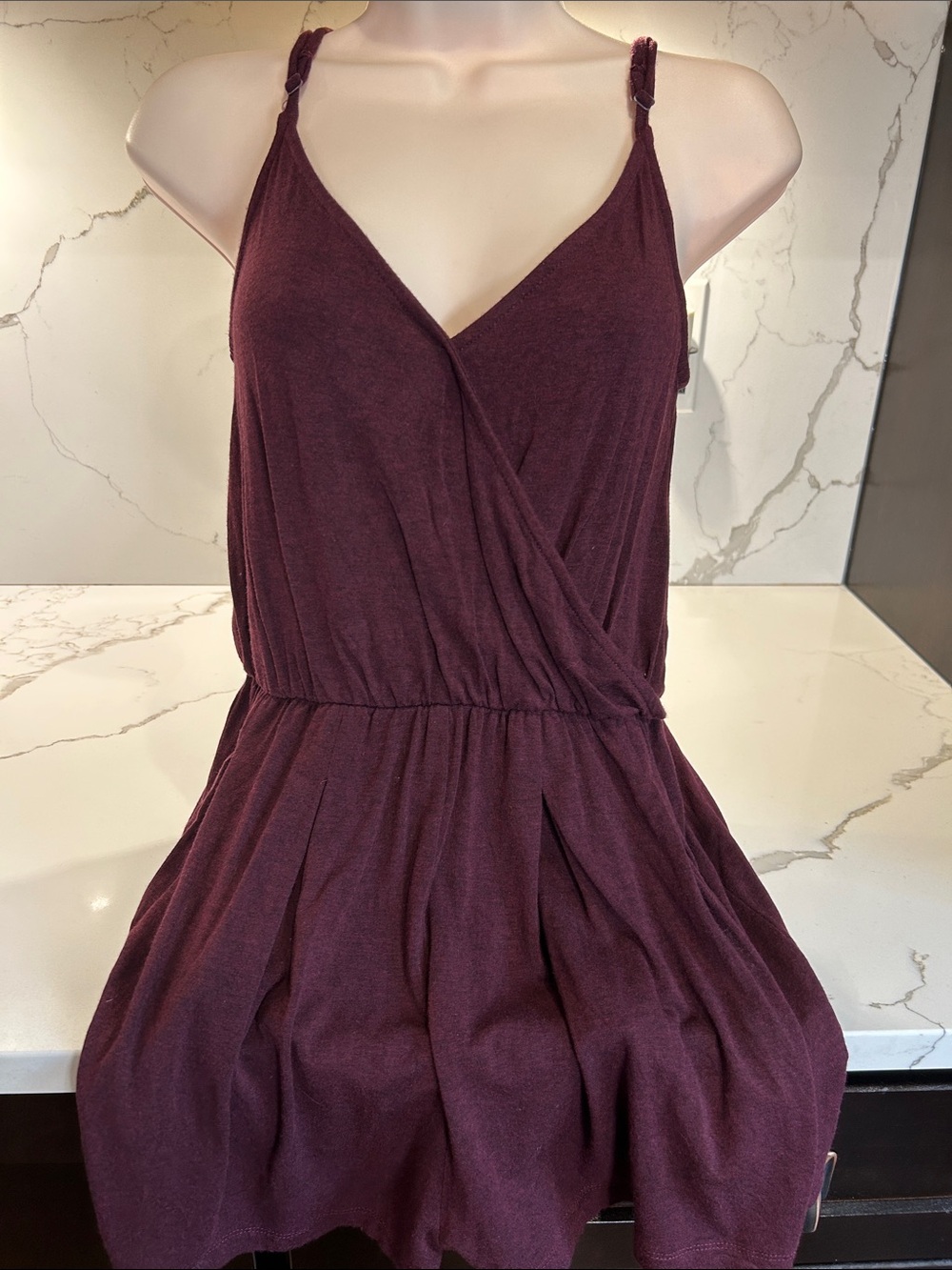 Garage Burgundy Wrap-Front shorts romper